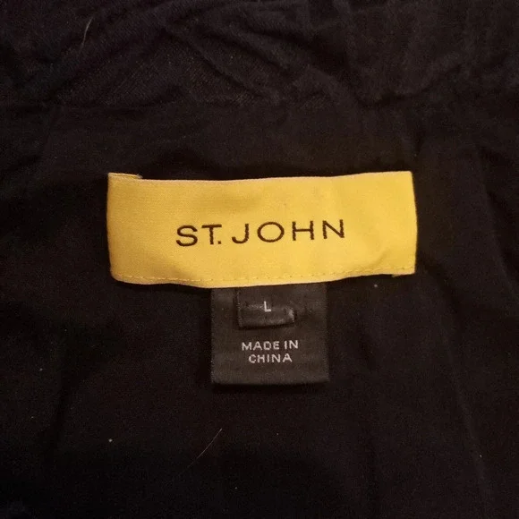 St. John Yellow Label Vintage Navy Blue Dress Suit Zip Jacket Pants Set Y2K, L